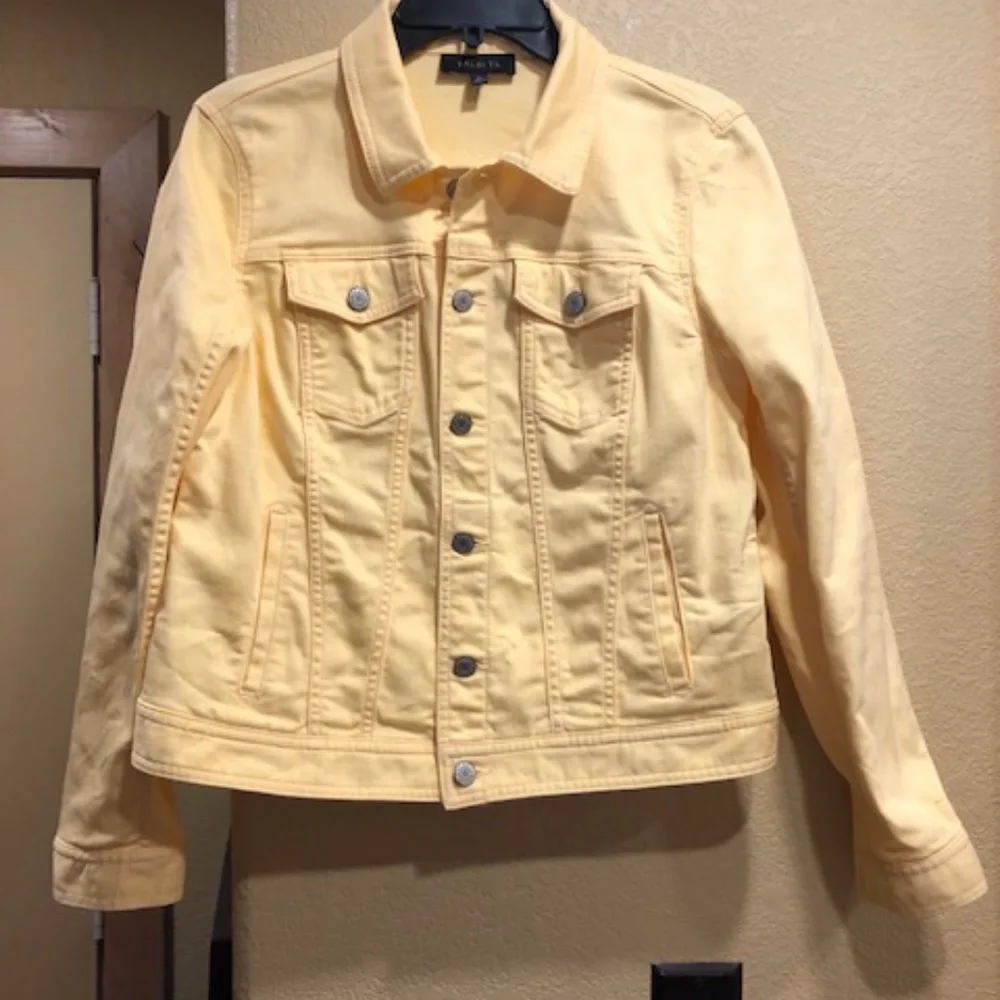 Talbots trucker denim jacket yellow sz m - Picture 1 of 8
